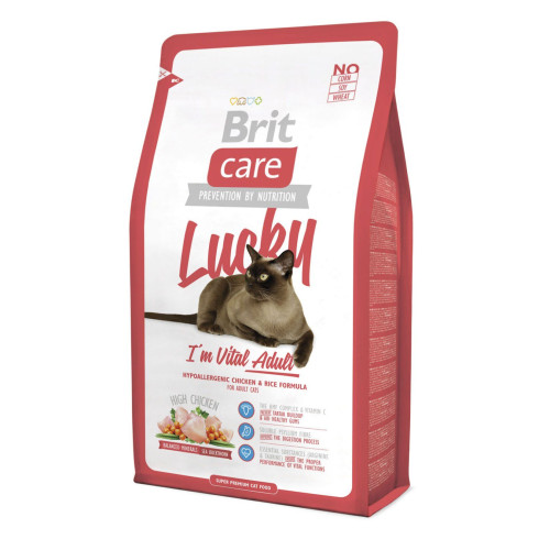 Сухий корм для дорослих котів Brit Care Cat Lucky I am Vital Adult 2 кг (курка та рис)