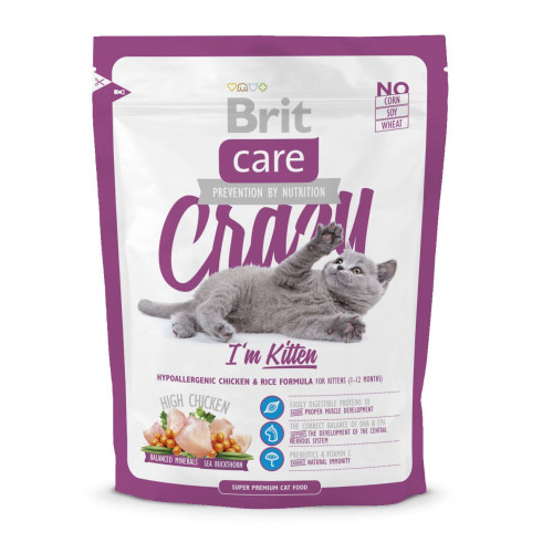 Сухий корм для кошенят Brit Care Cat Crazy Im Kitten 400 г (курка та рис)
