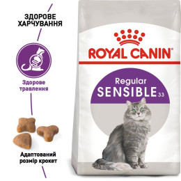 Сухий корм для вибагливих котів з чутливим травленням Royal Canin Sensible 33 | 1,6 кг + 400 г у подарунок (домашня птиця)