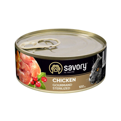 Набір вологого корму для котів Savory Adult Sterilised 4 шт / 100 г - курка