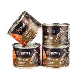 Набір вологого корму для котів Savory Adult Sterilised 4 шт / 200 г - курка