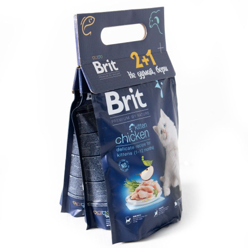 Сухий корм Brit Premium by Nature Cat Kitten 300 г, 2+1 шт