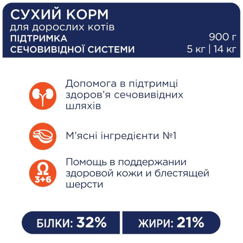 Сухий корм для дорослих котів при захворюваннях сечовивідних шляхів Club 4 Paws Premium Urinary 14 кг (курка)