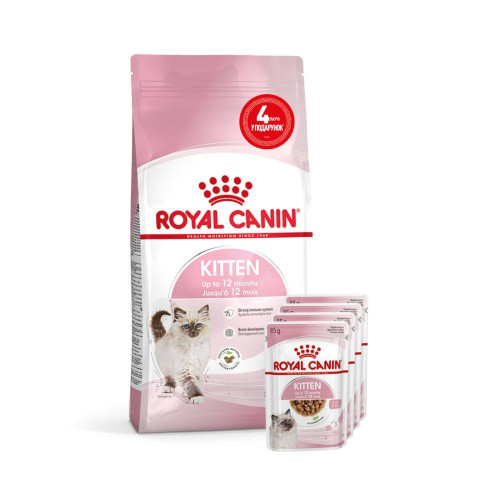 Набір корму для кошенят Royal Canin Kitten 2 кг + 4 pouch - домашня птиця