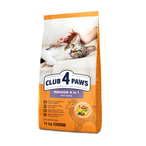 Сухий корм для котів, що живуть в приміщенніClub 4 Paws Premium 14 кг (ягня)