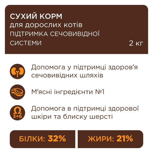 Сухий корм для котів при захворюваннях сечовивідних шляхів Club 4 Paws Premium Urinary 2 кг (курка)