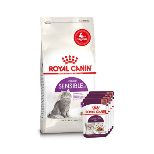 Набір корму для котів Royal Canin Sensible 33, 2 кг + 4 pouch - домашня птиця