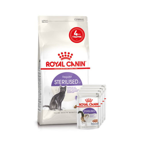 Набір корму для котів Royal Canin Sterilised 37, 2 кг + 4 pouch - домашня птиця