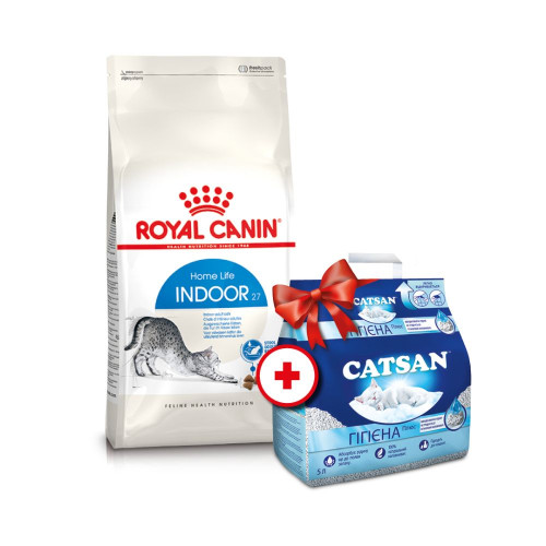 Сухий корм для котів Royal Canin Indoor 4 кг - домашня птиця + Catsan 5 л