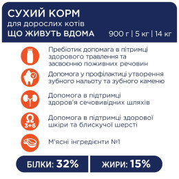Сухий корм для котів живуть у будинку Клуб 4 Лапи Indoor 4 in 1 Premium 0,9 кг (курица)