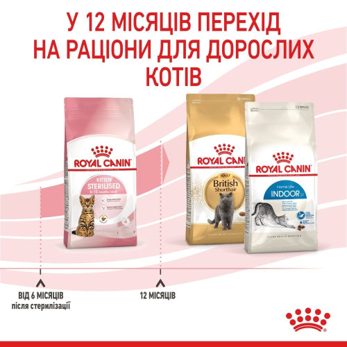 Сухий корм для стерилізованих кошенят Royal Canin Kitten Sterilised 1,6 кг + 400 г у подарунок (домашня птиця)