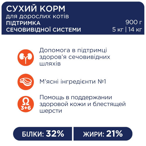 Сухий корм для котів при захворюваннях сечовивідних шляхів Club 4 Paws Premium Urinary 900 г (курка)