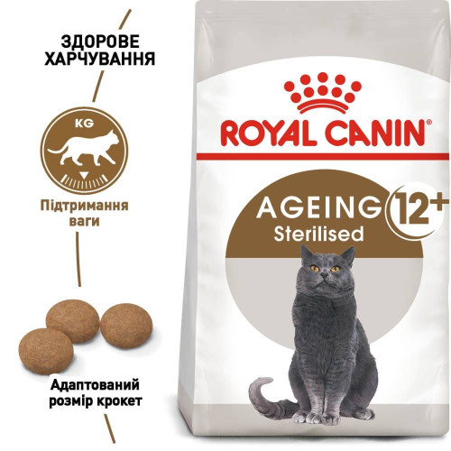 Сухий корм для літніх стерилізованих котів Royal Canin Sterilised Ageing 12+, 2 кг (домашня птиця)