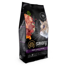 Сухий корм для котів Savory Adult Cat Steril Fresh 2 кг - ягня та курка
