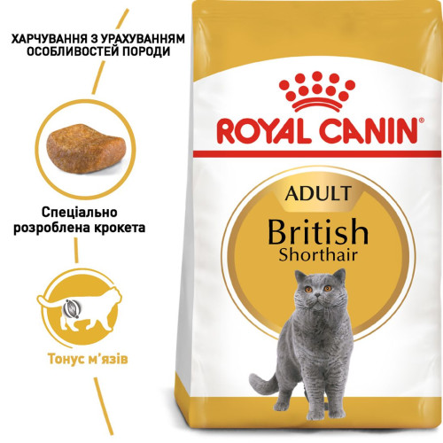 Сухий корм для дорослих котів породи британська короткошерста Royal Canin British Shorthair Adult 4 кг (домашня птиця)