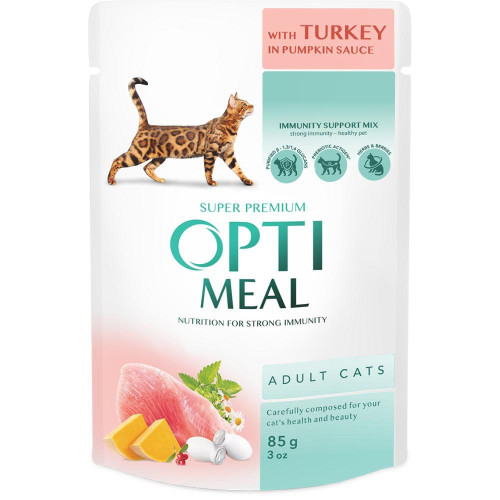 Вологий корм для котів Optimeal pouch 85 г (індичка) 12шт