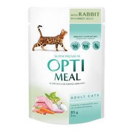 Вологий корм для котів Optimeal pouch 85 г (кроликом у морквяному желі) 12шт