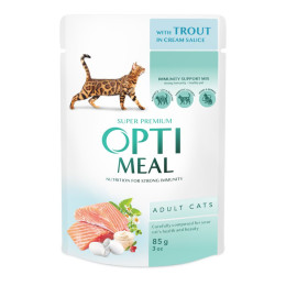 Вологий корм для котів Optimeal pouch by 85 г (з фореллю в кремовому соусі) 12шт