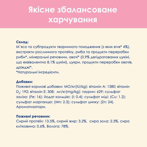 Вологий корм для кошенят Cat Chow Kitten pouch 85 г (ягня та кабачок)