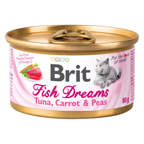 Вологий корм для котів Brit Fish Dreams 80 г (тунець, морква та горох)