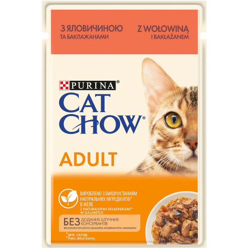 Вологий корм для котів Cat Chow Adult 85 г (яловичина та баклажани)