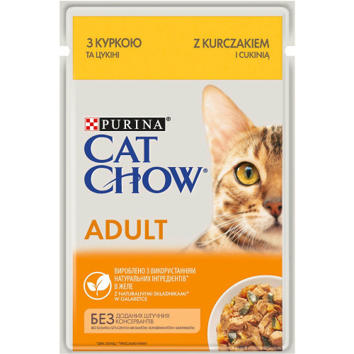 Вологий корм для котів Cat Chow Adult 85 г (курка та цукіні)