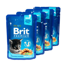Вологий корм для кошенят Brit Premium pouch 4 x 100 г - курка