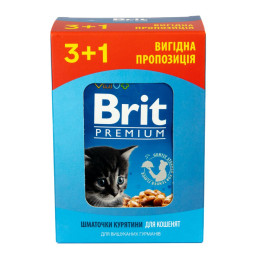 Вологий корм для кошенят Brit Premium pouch 4 x 100 г - курка