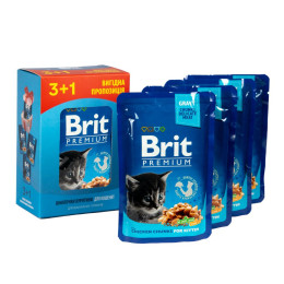 Вологий корм для кошенят Brit Premium pouch 4 x 100 г - курка