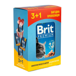Вологий корм для котів Brit Premium pouch 4 x 100 г - лосось і форель