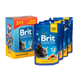 Вологий корм для котів Brit Premium pouch 4 x 100 г - лосось і форель
