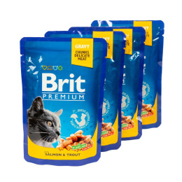 Вологий корм для котів Brit Premium pouch 4 x 100 г - лосось і форель