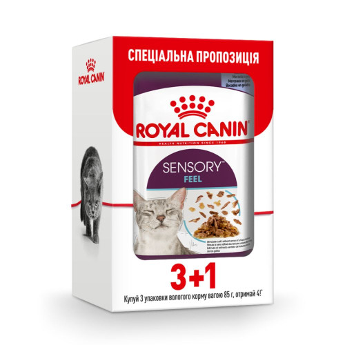 Вологий корм для котів Royal Canin Sensory Feel Jelly pouch 85 г, 3+1 шт - домашня птиця