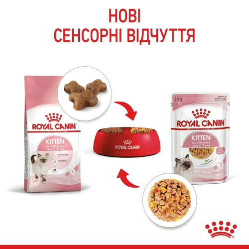 Вологий корм для кошенят Royal Canin Kitten Instinctive Jelly pouch 85 г, 3+1 шт - домашня птиця