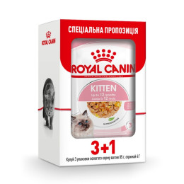Вологий корм для кошенят Royal Canin Kitten Instinctive Jelly pouch 85 г, 3+1 шт - домашня птиця