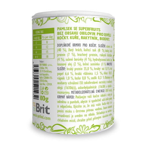 Ласощі для котів Brit Care Crunchy Cracker Superfruits 100 г - курка, обліпиха і чорниця