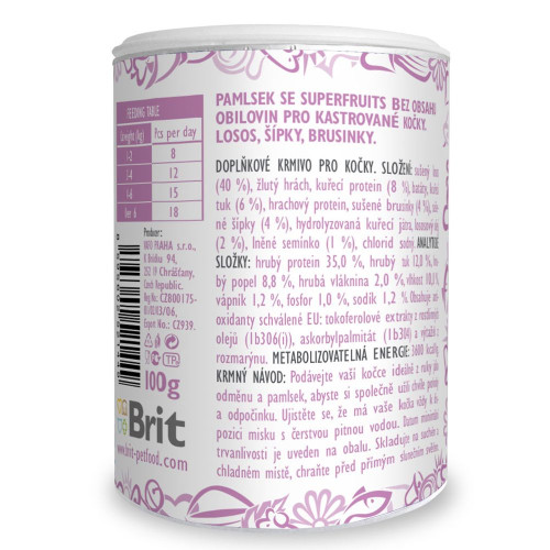 Ласощі для котів Brit Care Crunchy Cracker Superfruits 100 г - лосось, шипшина і журавлина