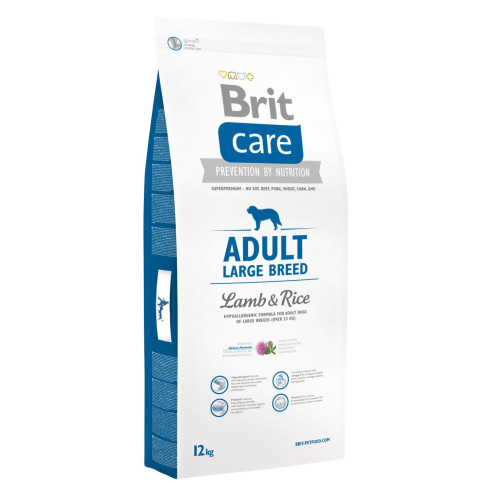 Сухий корм для дорослих собак великих порід (вагою від 25 кг) Brit Care Adult Large Breed Lamb & Rice 12 кг (ягня та рис)