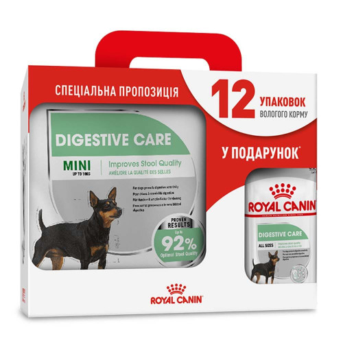 Акційний набір для собак Royal Canin Mini Digestive Care 3 кг + Royal Canin Mini Digestive Care loaf wet 12 шт х 85 г - домашня птиця