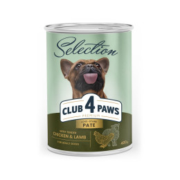 М'ясний паштет Преміум Cелекшн для дорослих собак CLUB 4 PAWS 400 г (курка та ягня)