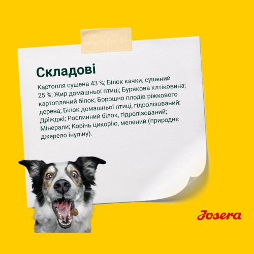 Сухий корм для дорослих собак усіх порід Josera Ente & Potatoes 15 кг (качка)