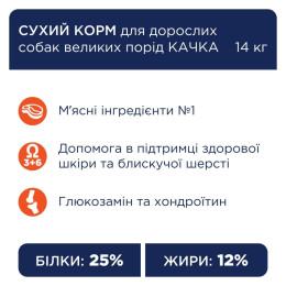 Сухий корм для дорослих собак великих порід Club 4 Paws Premium 14 кг (качка)