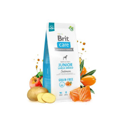 Сухий корм для молодих собак великих порід Brit Care Dog Grain-free Junior Large Breed беззерновий | (лосось) 3 кг