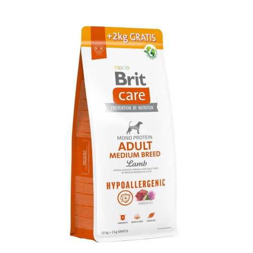 Сухий корм для собак Brit Care Dog Hypoallergenic Adult Medium Breed 12+2 кг - ягня