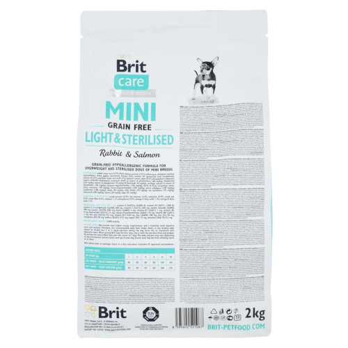 Сухий корм для собак Brit Care Grain Free Mini Light & Sterilised 2 кг - кролик і лосось