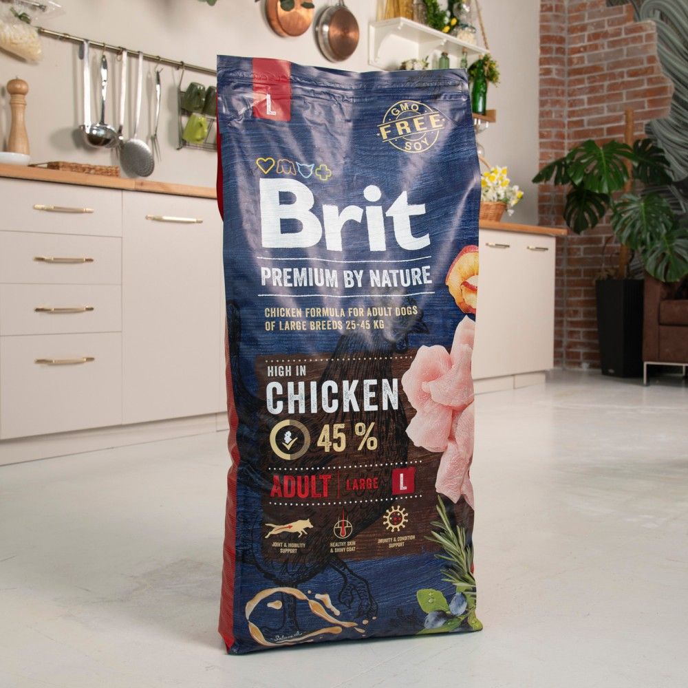 Сухий корм для собак Brit Premium Dog Adult L 15 кг - курка купити