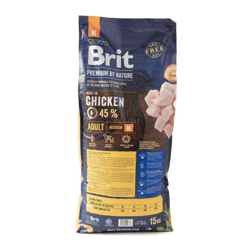Сухий корм для собак Brit Premium Dog Adult M 15 кг - курка