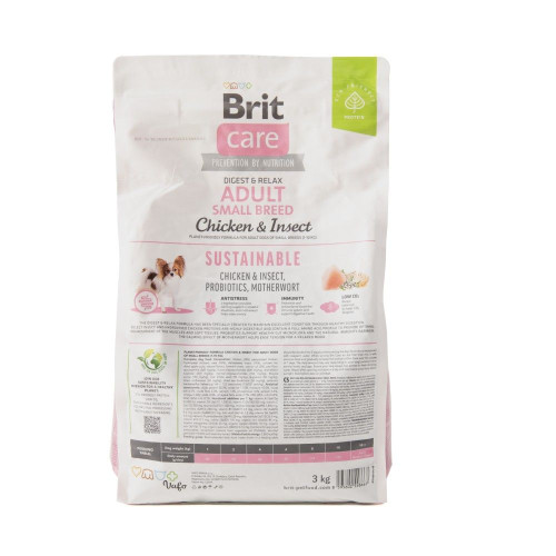 Сухий корм для собак Brit Care Dog Sustainable Adult Small Breed 3 кг - курка та комахи