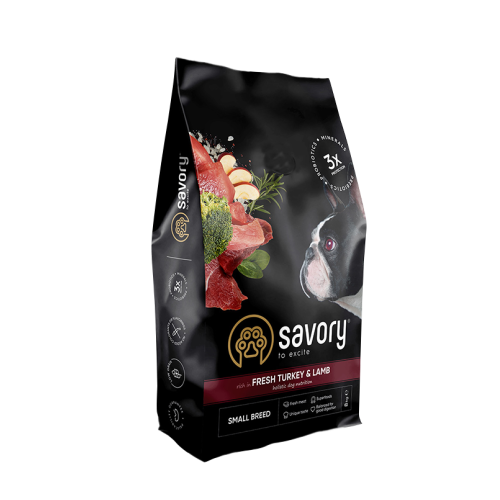 Сухий корм для собак малих порід Savory 8 кг (індичка та ягня)
