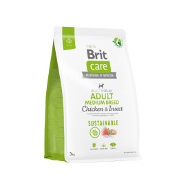 Сухий корм для собак середніх порід Brit Care Dog Sustainable Adult Medium Breed| (курка та комахи) 3 кг